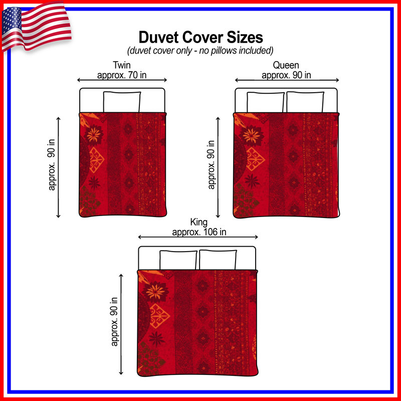 Red Bohemian Patchwork Duvet Covers, Twin
