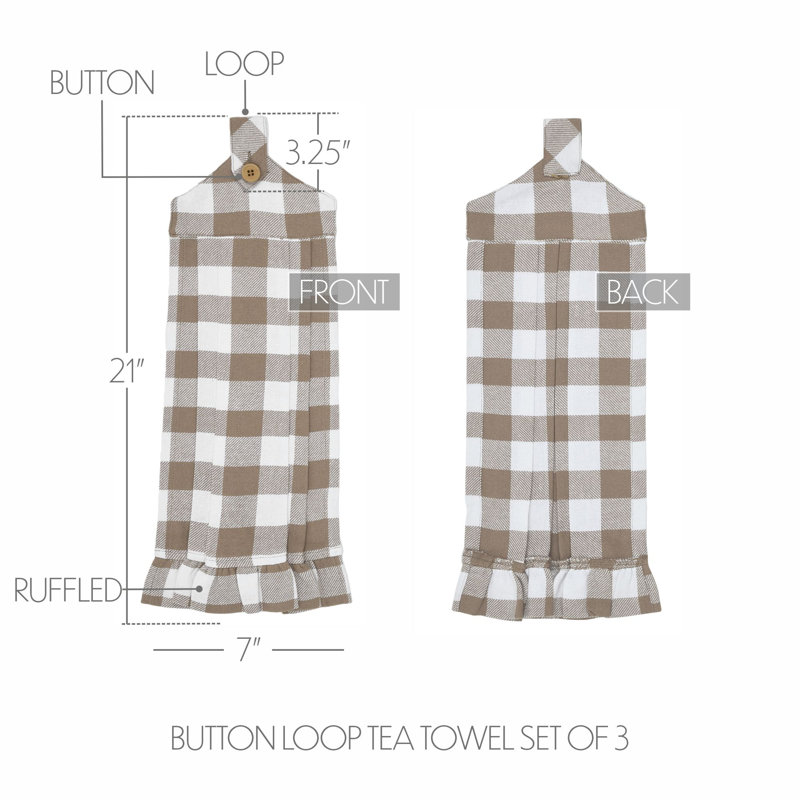 Serviette de cuisine à carreaux Annie Buffalo, Brun / blanc