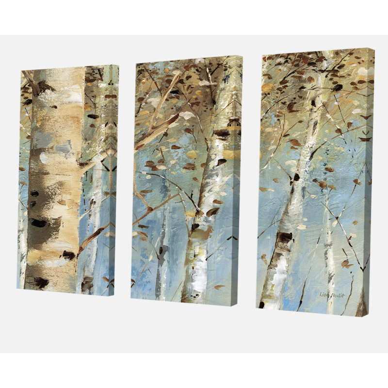 Farmhouse «White Birch Forest I», peinture à multiples images sur toile, H 40 po x l 60 po x P 1 po