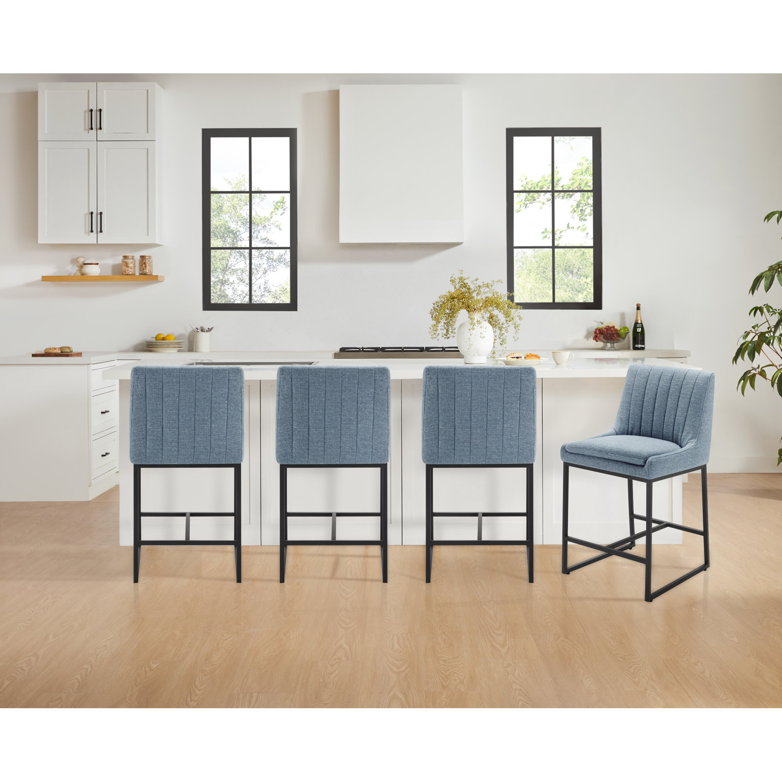 Winn 26" Bar Stool, Nathan Capri Blue Tweed