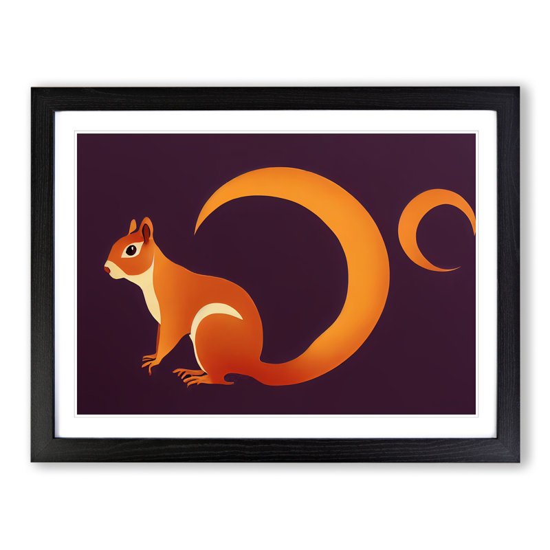 XH1022-9007X The Terrific Squirrel Abstract - Single Picture Frame Print, Black Framed, 34cm H x 46cm W x 2cm D