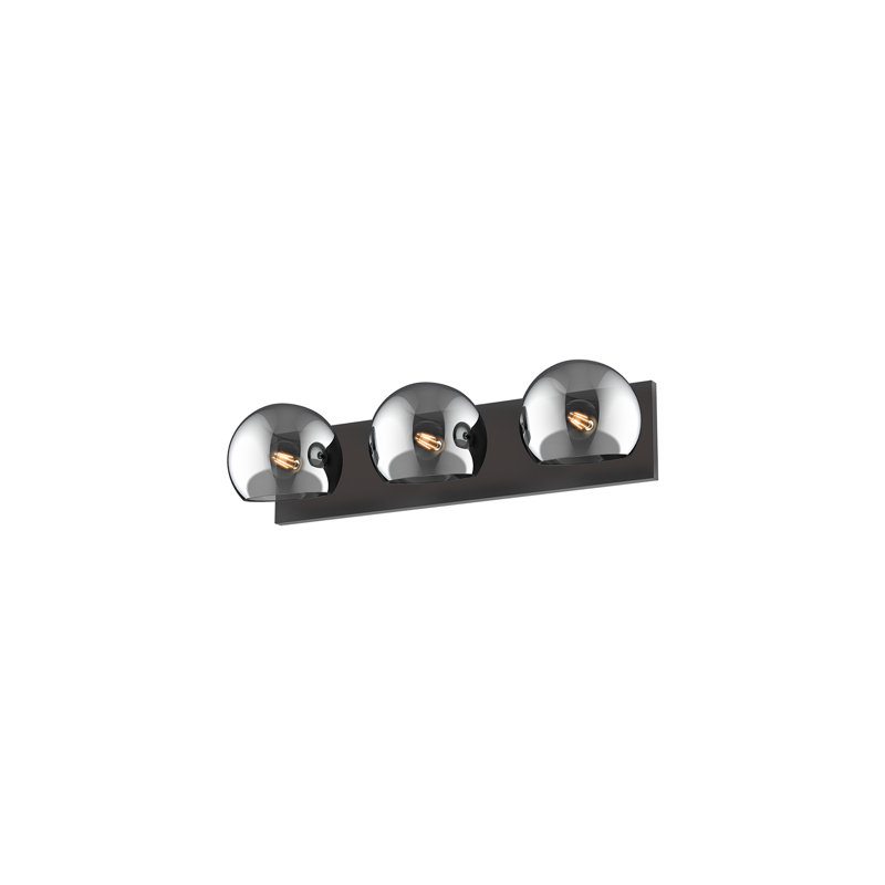 Willow Bath Bar, Matte Black, 3, Smoked Solid