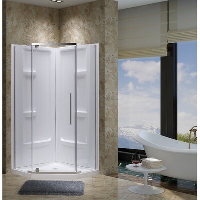 Aspen 38"" W x 38"" D x 73"" H Framed Neo Angle Pivot Shower Enclosure with Base Included -  Jade Bath, 6124-38-10-KIT