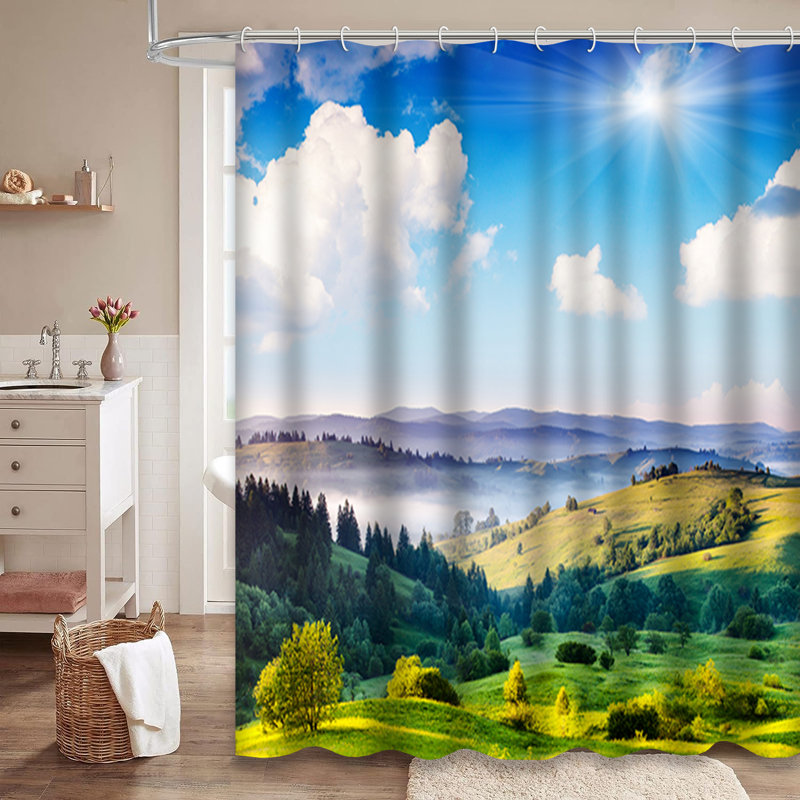 Rideau de douche avec 12 crochets, L 72 po x l 72 po