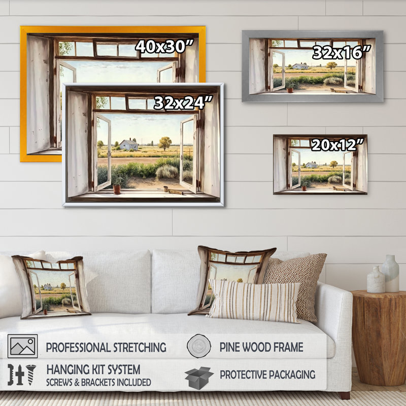 Window to Landscape Views I - Print on Canvas, 30" H x 40" W x 1.5" D, Wrapped Canvas