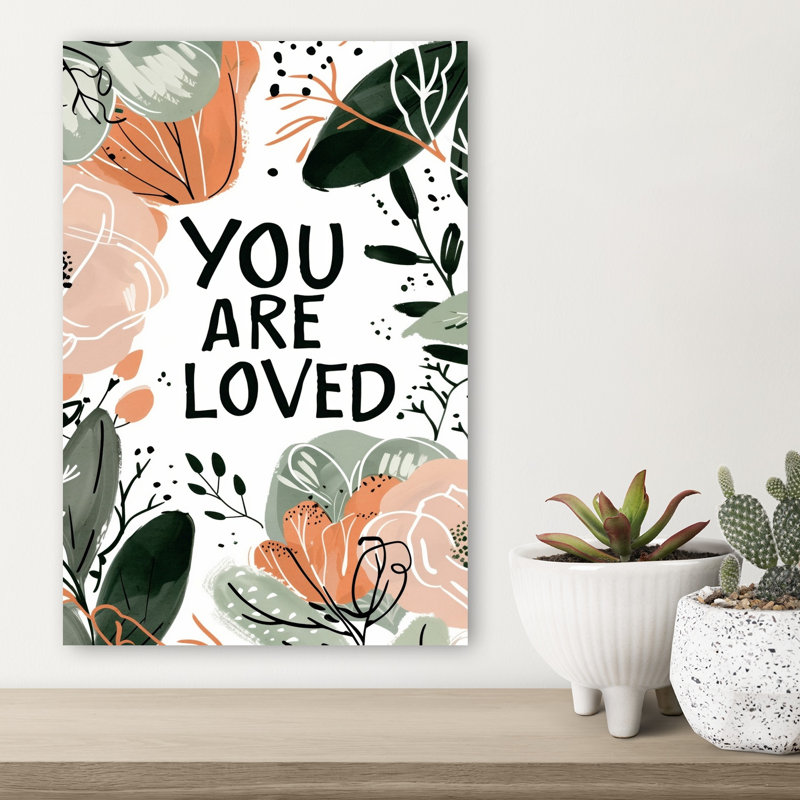 Floral Affirmation Abstract Contemporary Modern Flower Nature Wall Art Print by Treechild - Wrapped Canvas Print