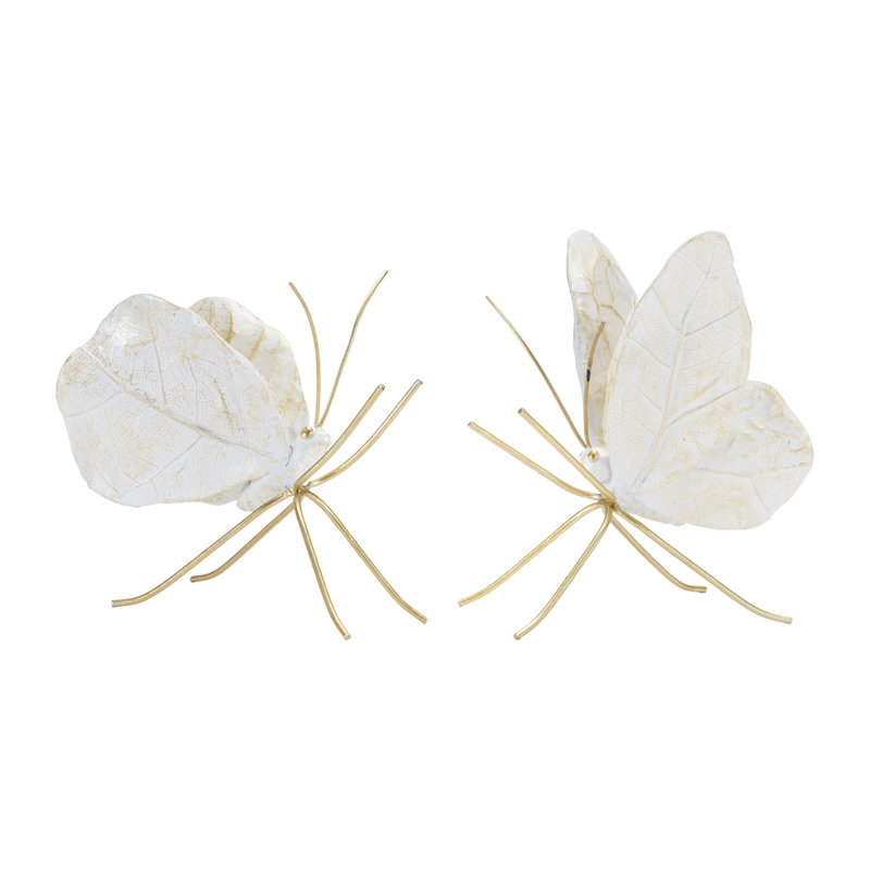 Leaf Butterfly Shelf Sitter (Set of 2), White
