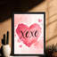 Aquarelle encadrée noire, art mural Xoxo, impressions sur le thème de la Saint-Valentin-1069024680