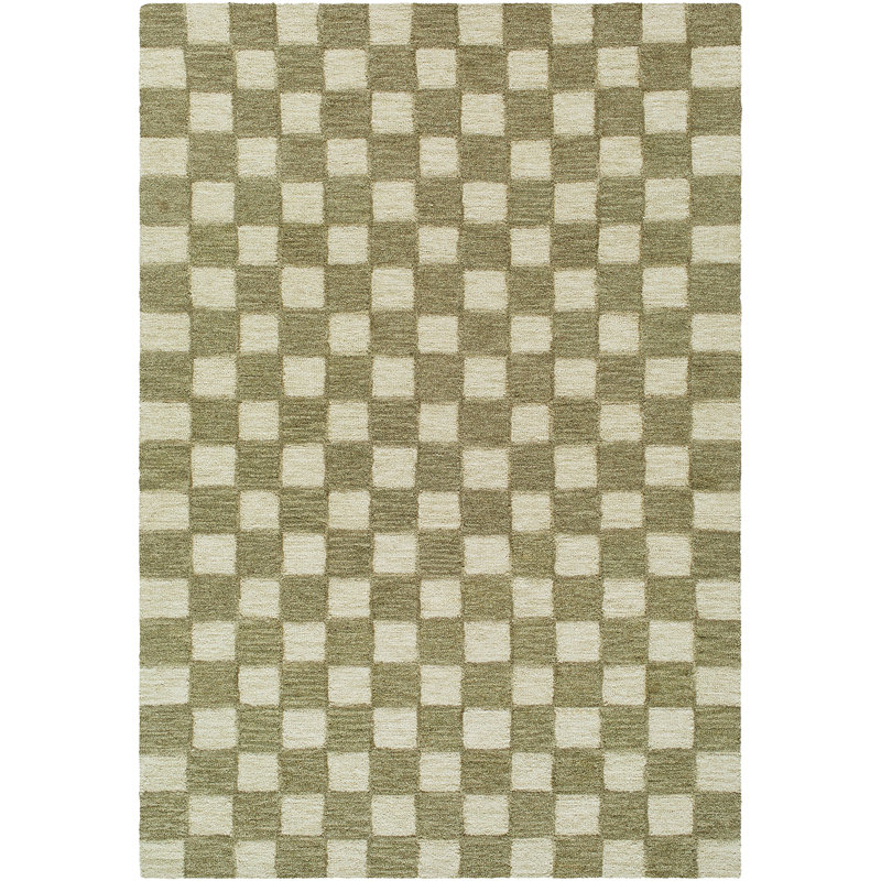 Moroccan Wool Hand Tufted Area Rug, Olive Green/Beige, Rectangle 183 x 275 cm