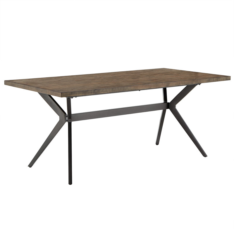 Table de salle à manger en bois massif de pin Etna, Bois flottant gris