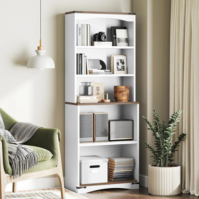 Bibliothèque de 63 po de hauteur à 5 niveaux avec tablettes ouvertes et bibliothèque autoportante