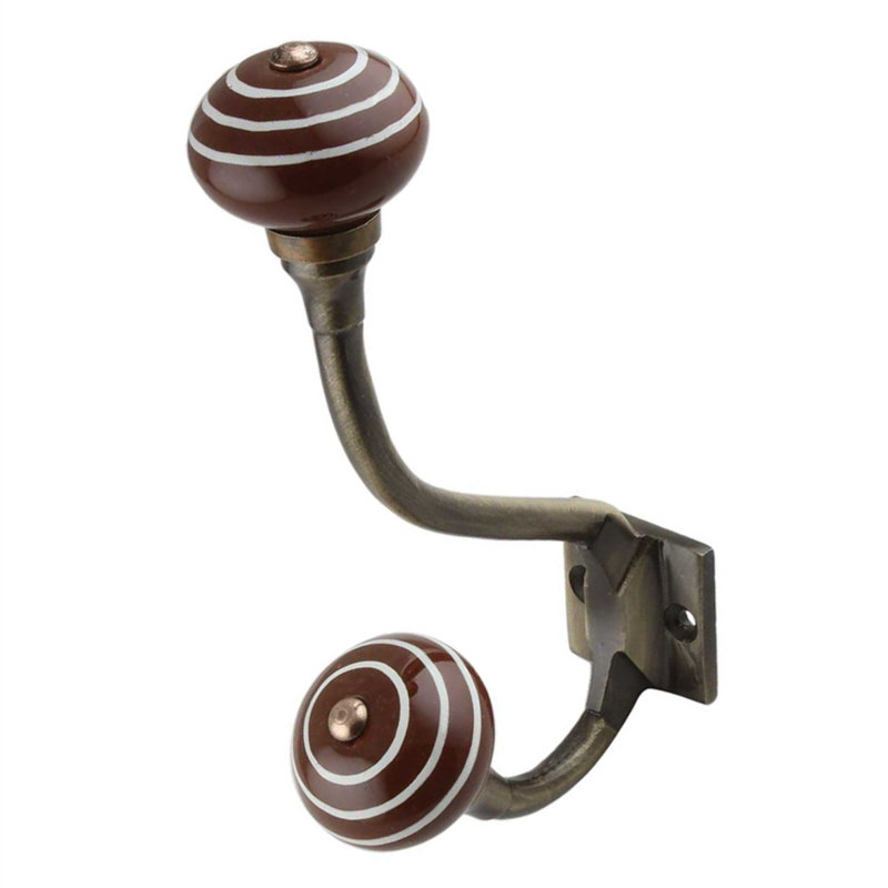 Baxley Iron Wall 1 - Hook Coat Rack, Brown/White