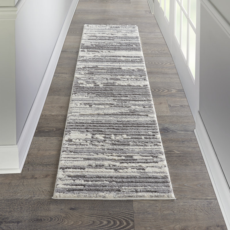 Tapis gris Amberly, Tapis de couloir 2 pi 2 po x 7 pi 6 po