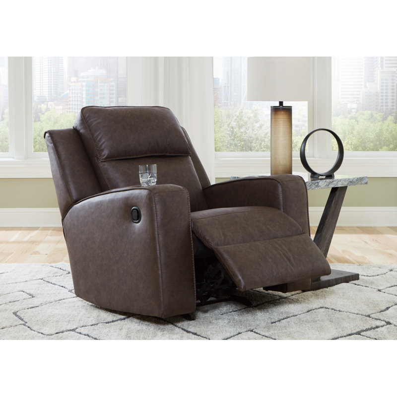 Stockley Faux Leather Recliner, Brown Faux Leather