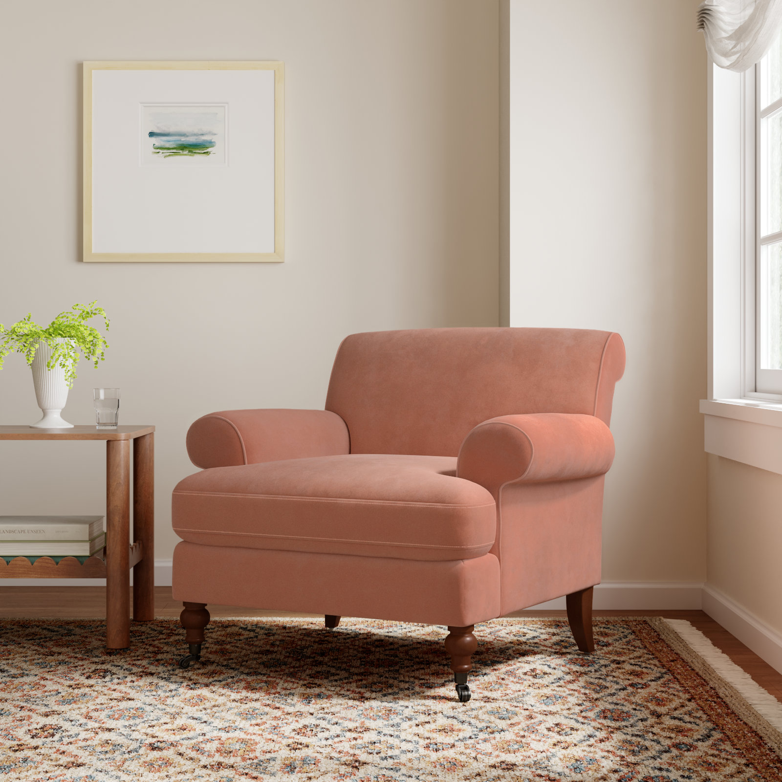 Harbor Armchair, Peach Orange Velvet
