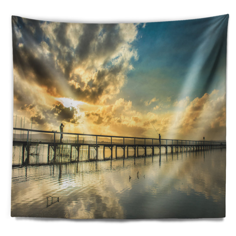 Tapisserie «Sea Bridge Long Jetty Foreshore» avec nuages, H 50 po x l 60 po