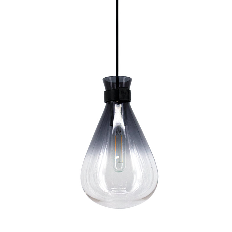 1 - Light Pendant, 16" H x 8" W x 1" D, Smoke/Clear