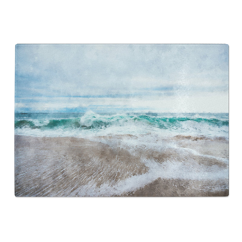 Tempered Glass Beach in Santa Cruz California Painting Chopping Board, 28.5 cm x 39 cm