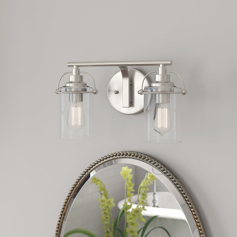 Éclairage pour salle de bain à intensité variable 2 lumières Emerson, Nickel brossé