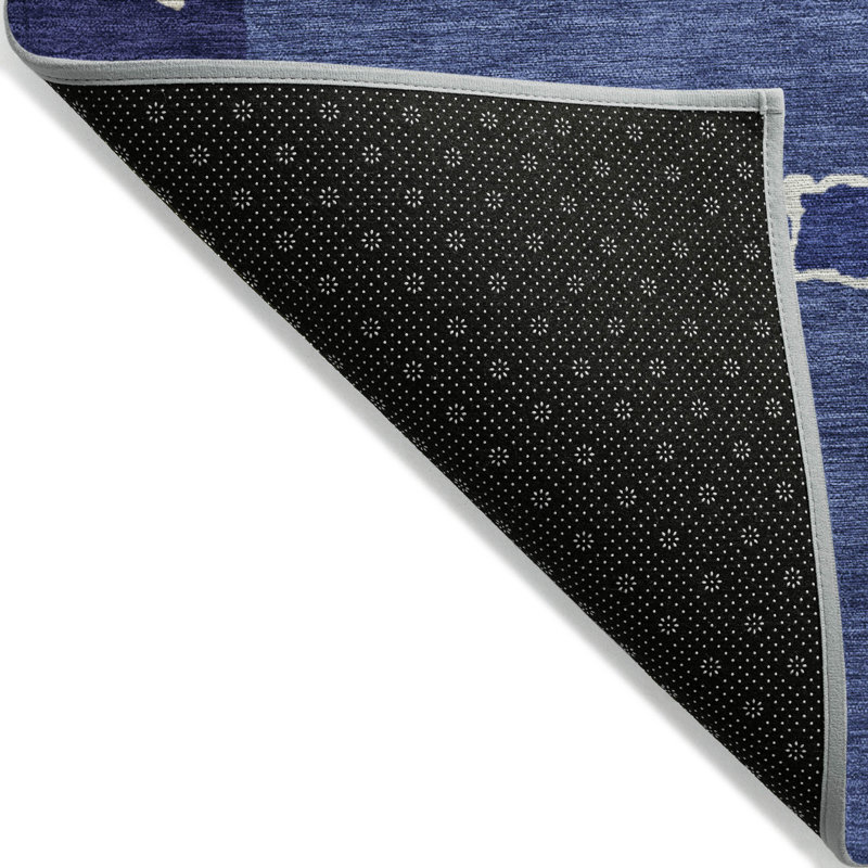 Tapis bleu intérieur / extérieur lavable Myza , 9 pi x 12 pi