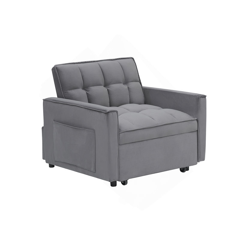 Canapé-lit, fauteuil convertible 3 en 1, fauteuil inclinable, fauteuil inclinable simple, convient aux petits espaces avec dossier réglable noir gris foncé