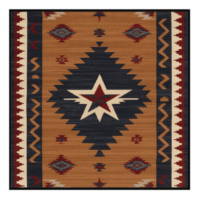 Washable Wagon Wheel Southwestern Area Rug