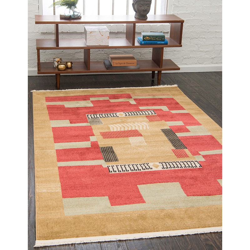 Tapis beige/rouge rouille/brun Lela, Rectangle 5 pi x 8 pi