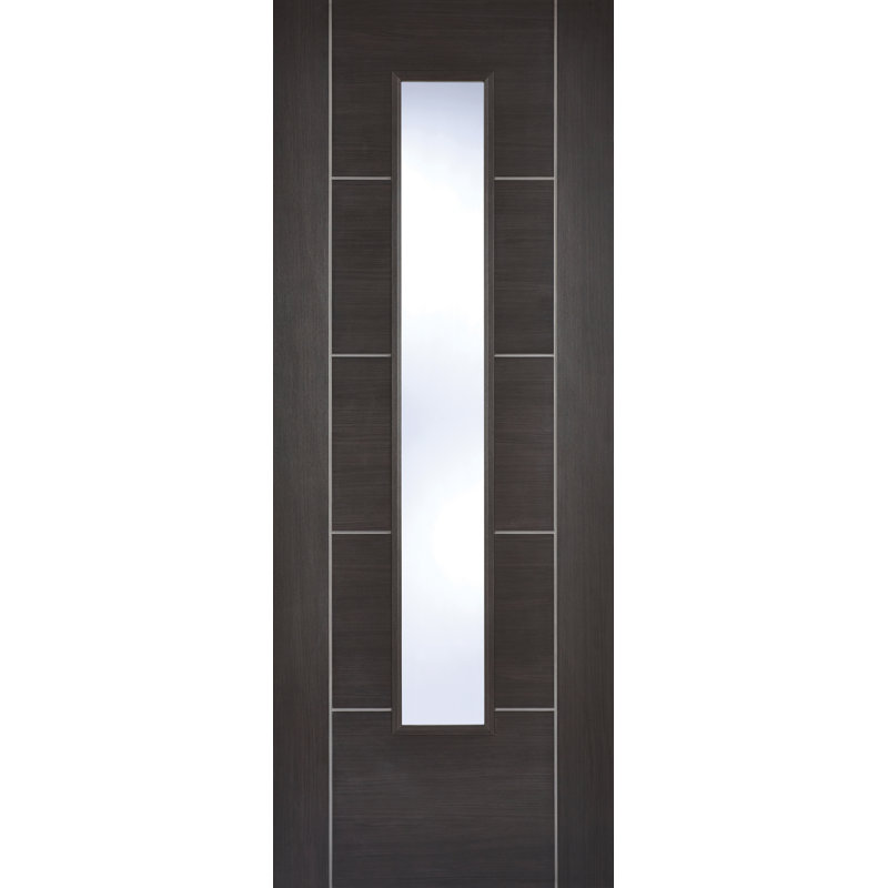 Vancouver Glazed Laminate Internal Door, 198.1cm H x 83.8cm W x 3.5cm D, Dark Grey