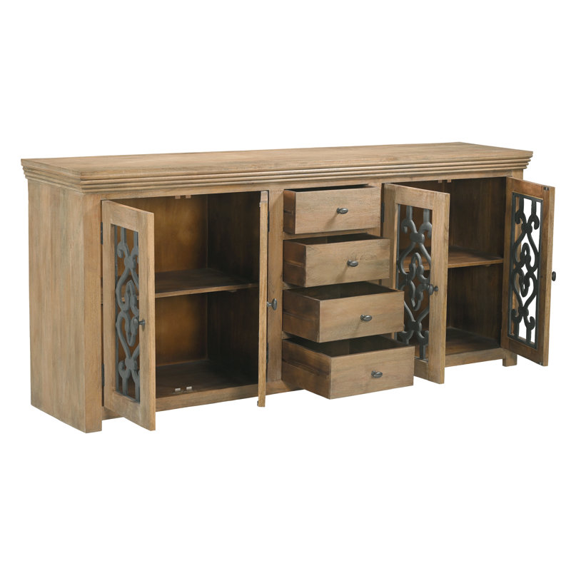 Hulings Sideboard 4-drawer 4-door In Traditional Natural Finish On Solid Wood