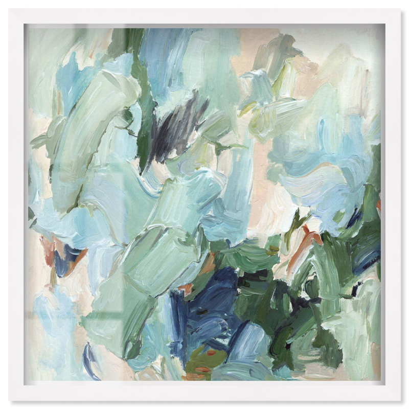 Échos en sauge I - Reproduction encadrée d'Ira Colmeva, décoration murale Sage par Art Remedy, cadre blanc, 30 x 30