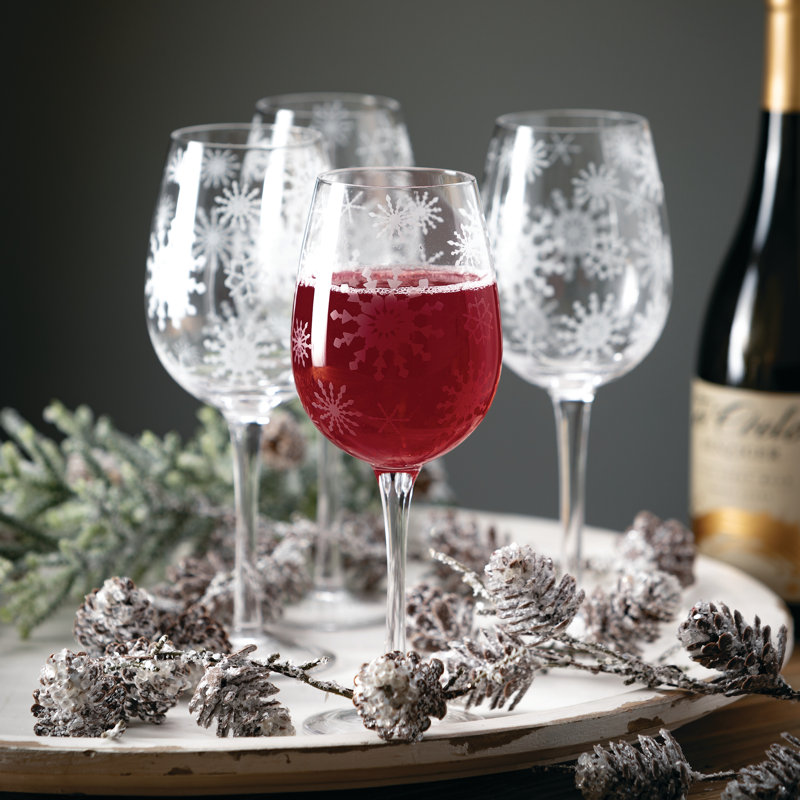 The Holiday Aisle® Gabbs 4 pièces 8 oz. Ensemble de verres à vin tout usage en verre Glass