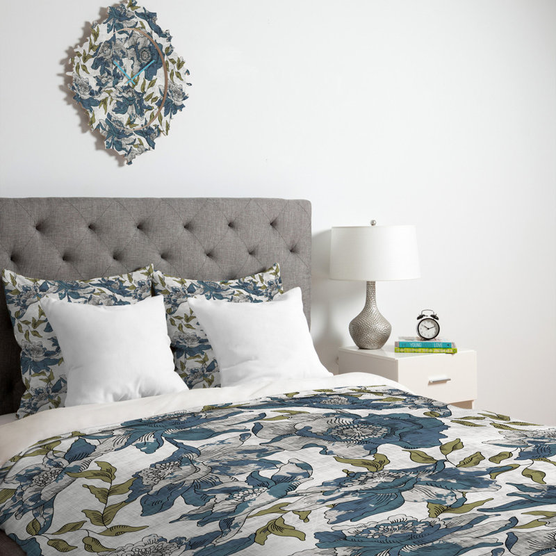 Ensemble de housse de couette 3 pièces en microfibre bleu / vert / gris Holli Zollinger