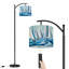 Lampe sur pied arc avec abat-jour réglable Abstrait nautique sarcelle voilier côtier moderne lampe sur pied 3 températures de couleur à intensité variable haute lampe sur pied avec interrupteur au pied pour la chambre à coucher