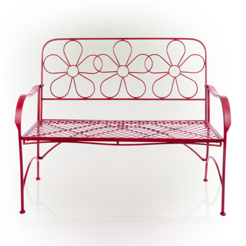 Iron Outdoor Bench, Red