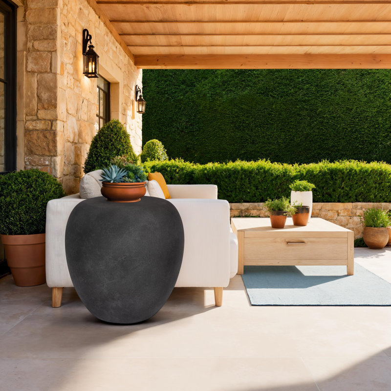 River Stone Side Table, Charcoal Stone