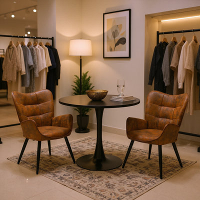 Ensemble 3 pièces de réception moderne avec chaises à oreilles Table ronde pour les salons ou les salles d'attente