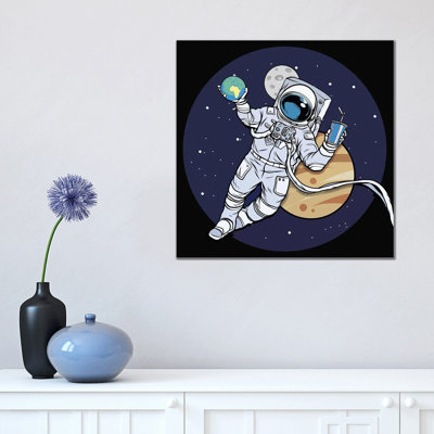 Astronaut And Juice - Wrapped Canvas Print