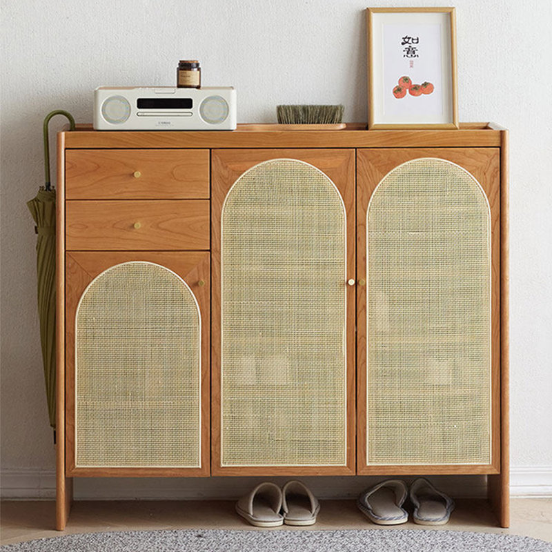 Armoire de rangement multifonctionnelle à chaussures en rotin