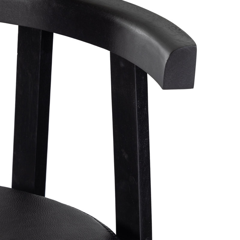 Easah Leather Bar & Counter Stool, Bar Stool (30” Seat Height), Black