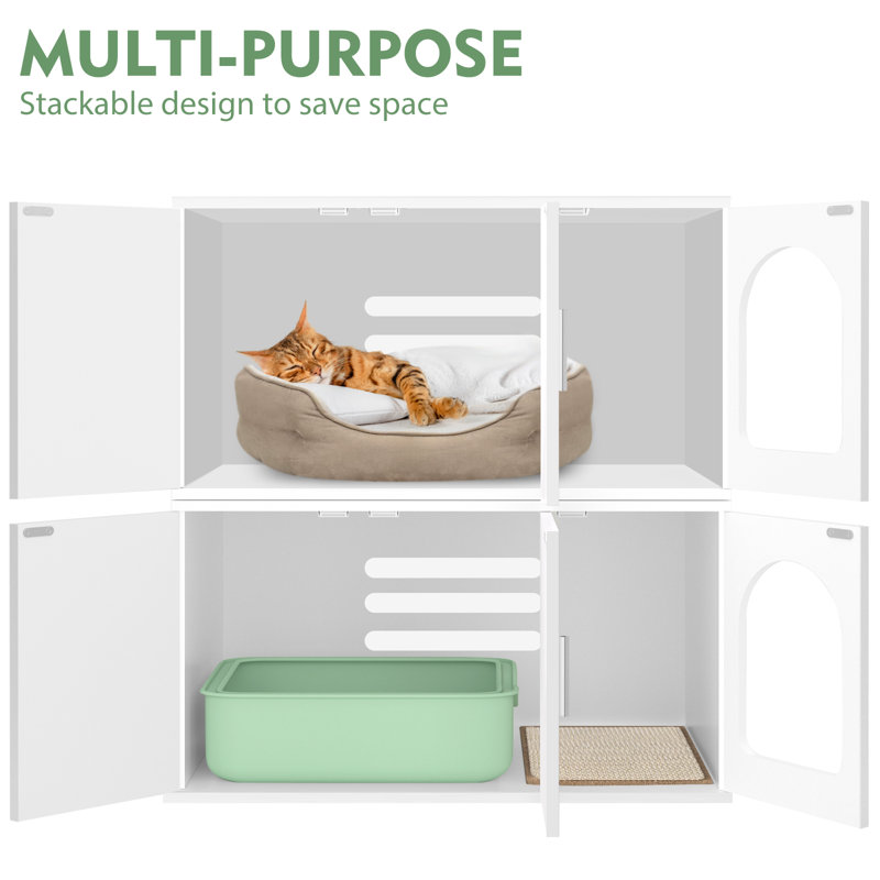 Tucker Murphy Pet™ Cat Litter Box Enclosure Furniture As End Side Table, Stackable Litter Box Furniture With Front-entry Cat Door