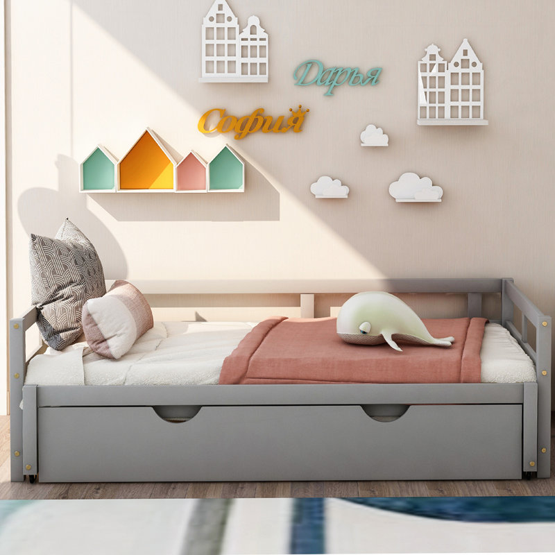 Lit de jour extensible avec couchette, Gris