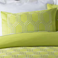 Empire Cotton Blend Geometric Sham Set, Euro, Green