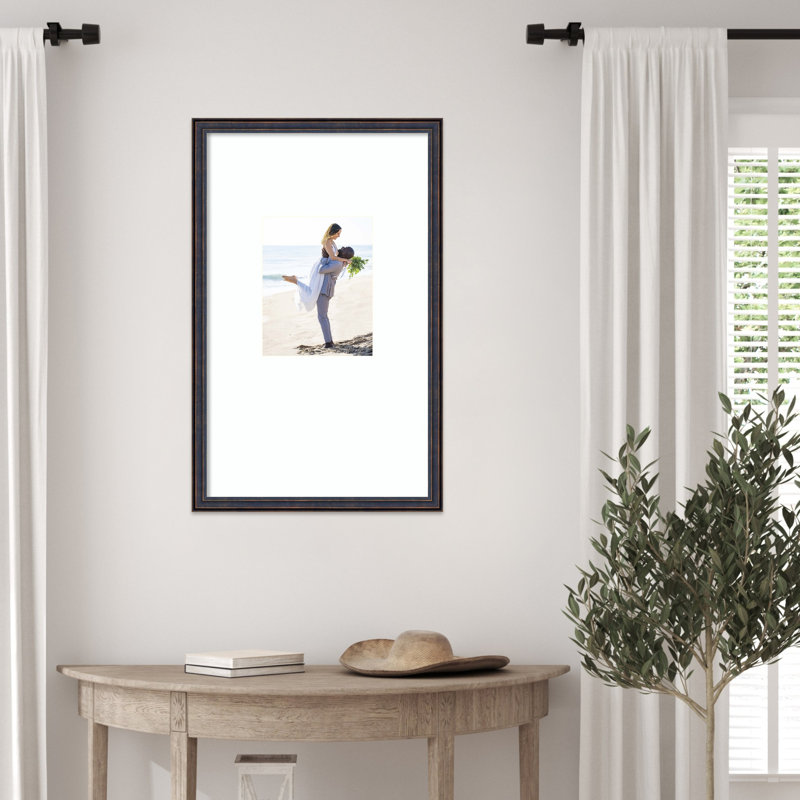Cadre photo en bois foncé bronze, 16 x 26 avec passe-partout 8 x 10