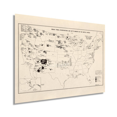 1939, tribus indiennes, Réserves et règlements, carte des États-Unis - ancienne carte des États-Unis - carte de l'histoire des tribus amérindiennes