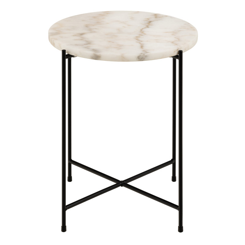 Side Table with Marble Top 42x45cm, White Marble