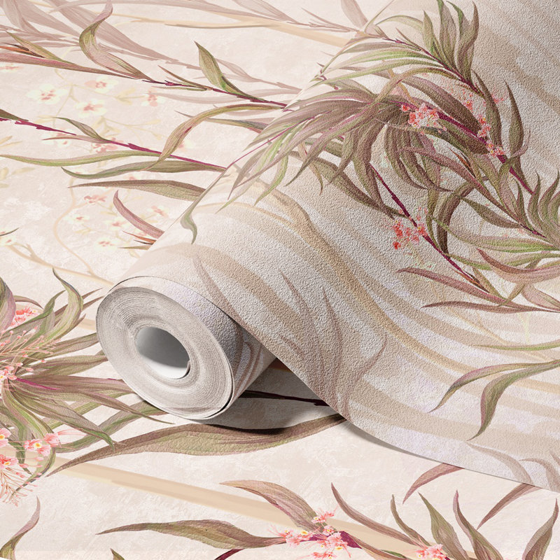 Fleurs délicates, papier peint botanique élégant, L 117,96 po x l 225 po, Brun