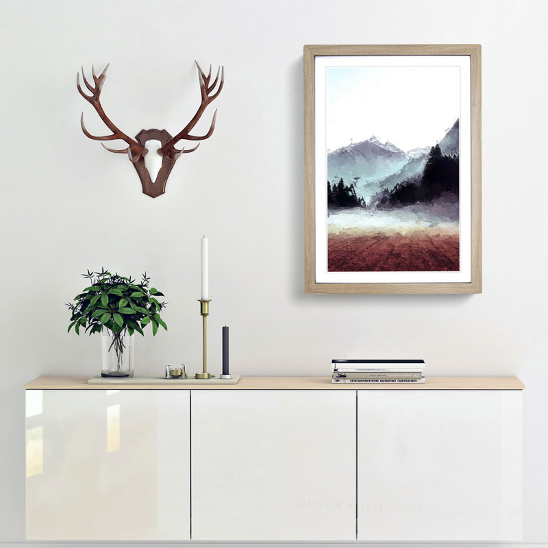 Fog over Luttach in Italy - Framed Print, 36cm H x 27cm W x 2cm D, Oak Framed