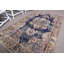 Tapis médaillon rétro de style bohémien bleu marine avec motif turc Oushak pour une décoration intérieure élégante