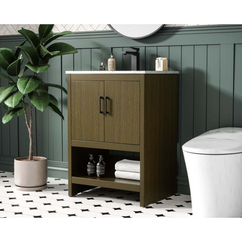 Meuble-lavabo simple 24 po Kirkbride, Brun châtaigne