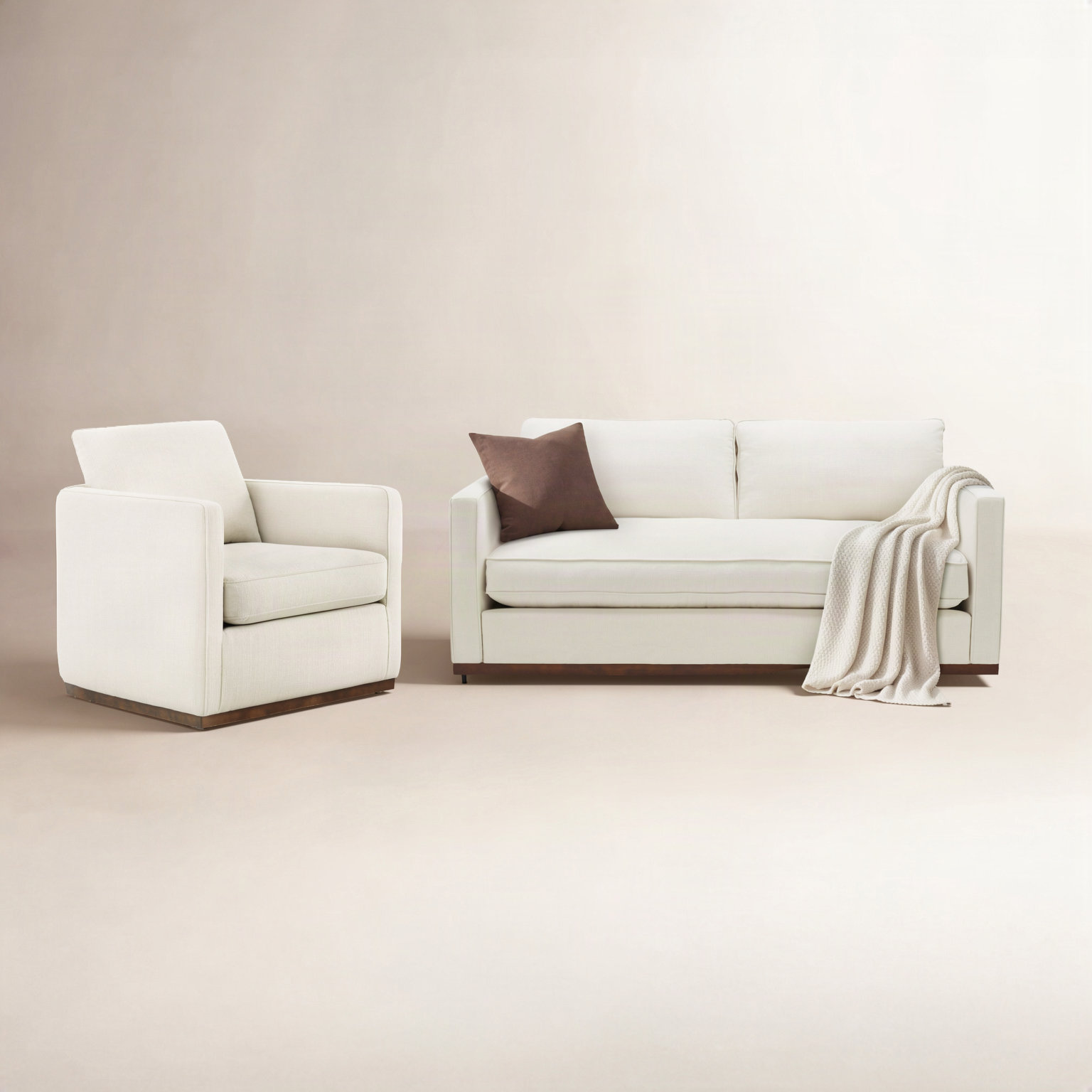 Bobbi 2-Piece Linen Living Room Set, Flanigan Cotton/Marseille Camel